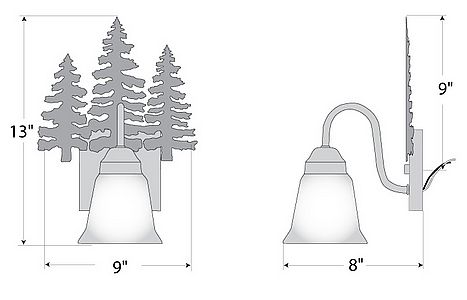 Wasatch Single Sconce - Cedar Tree Wall Light Trees Metal Art