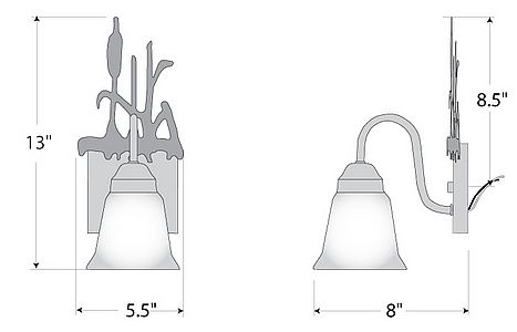 Wasatch Single Sconce - Cattails Wall Light Cattails Metal Art