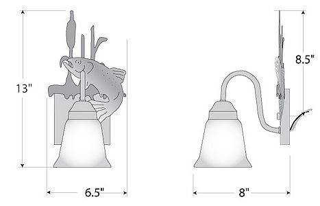 Wasatch Single Sconce - Trout Wall Light Trout Metal Art
