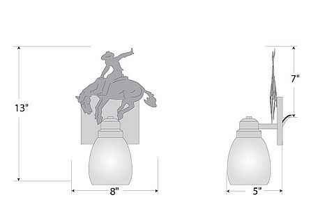 Parkshire Single Sconce - Bucking Bronco Wall Light Western Metal Art