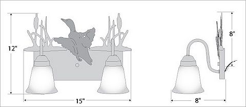 Wasatch Double Bath Vanity Light - Loon Bath 2 Light Loon Metal Art