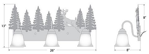 Wasatch Triple Bath Vanity Light - Valley Deer Bath 3 Light Deer Metal Art