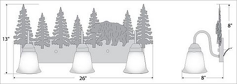 Wasatch Triple Bath Vanity Light - Bear Bath 3 Light Bear Metal Art