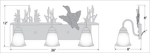 Wasatch Triple Bath Vanity Light - Loon Bath 3 Light Loon Metal Art