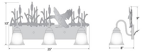 Wasatch Triple Bath Vanity Light - Mallard Bath 3 Light Mallard Metal Art
