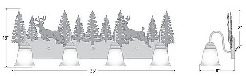 Wasatch Quad Bath Vanity Light - Valley Deer Bath 4 Light Deer Metal Art
