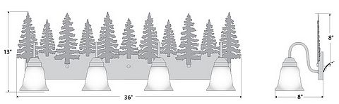 Wasatch Quad Bath Vanity Light - Cedar Tree Bath 4 Light Trees Metal Art