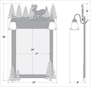 Wasatch Mirror - Mountain Deer Vanity Mirror Deer Metal Art