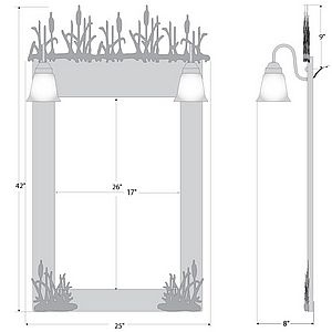 Wasatch Mirror - Cattails Vanity Mirror Cattails Metal Art