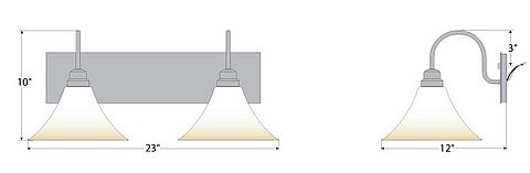 Cedarwood Double Bath Vanity Light - Rustic Plain Bath 2 Light Rustic Plain Metal Art