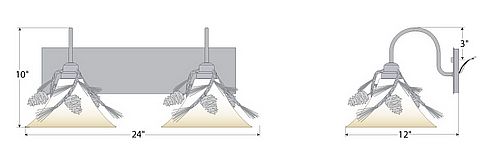 Cedarwood Double Bath Vanity Light - Pine Cone Bath 2 Light Pine Cone Metal Art