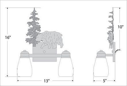 Parkshire Double Bath Vanity Light - Bear Bath 2 Light Bear Metal Art