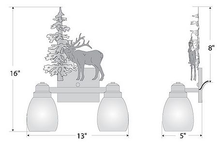 Parkshire Double Bath Vanity Light - Mountain Elk Bath 2 Light Elk Metal Art