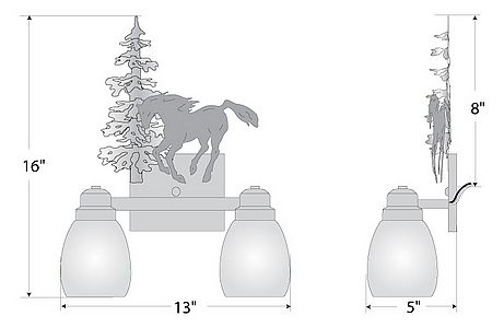 Parkshire Double Bath Vanity Light - Mountain Horse Bath 2 Light Horse Metal Art