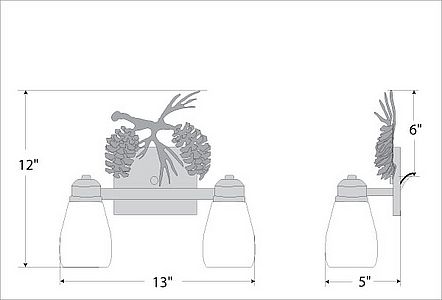 Parkshire Double Bath Vanity Light - Spruce Cone Bath 2 Light Pine Cone Metal Art