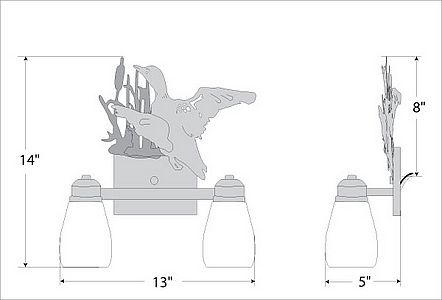 Parkshire Double Bath Vanity Light - Loon Bath 2 Light Loon Metal Art