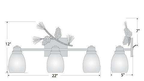Parkshire Triple Bath Vanity Light - Pine Cone Bath 3 Light Pine Cone Metal Art
