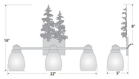 Parkshire Triple Bath Vanity Light - Hemlock Bath 3 Light Trees Metal Art