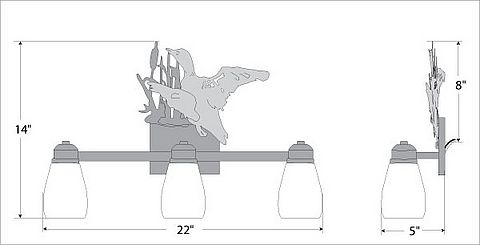 Parkshire Triple Bath Vanity Light - Loon Bath 3 Light Loon Metal Art