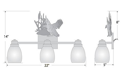 Parkshire Triple Bath Vanity Light - Mallard Bath 3 Light Mallard Metal Art