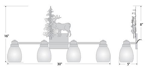 Parkshire Quad Bath Vanity Light - Valley Elk Bath 4 Light Elk Metal Art