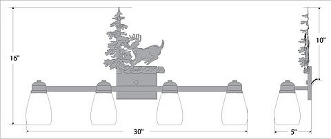 Parkshire Quad Bath Vanity Light - Mountain Deer Bath 4 Light Deer Metal Art