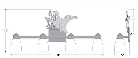 Parkshire Quad Bath Vanity Light - Loon Bath 4 Light Loon Metal Art