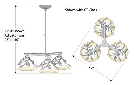 Cedarwood Chandelier 3 light - Pine Cone Chandelier Pine Cone Metal Art
