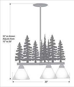Cedarwood Chandelier 3 light - Cedar Tree Chandelier Trees Metal Art