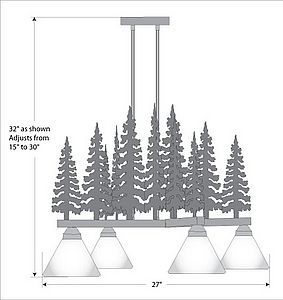 Cedarwood Chandelier 4 light - Cedar Tree Chandelier Trees Metal Art
