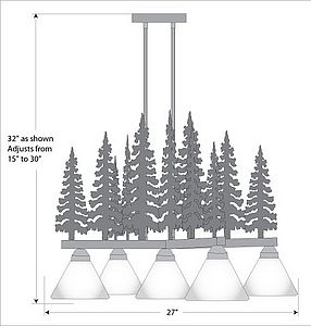 Cedarwood Chandelier 5 light - Cedar Tree Chandelier Trees Metal Art