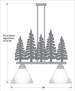 Cedarwood Kitchen Island Light Double - Cedar Tree Kitchen Island Light Trees Metal Art