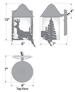 Cedarline Sconce - Valley Deer Outdoor Wall Light Deer Metal Art