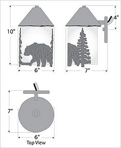 Cedarline Sconce - Bear Outdoor Wall Light Bear Metal Art