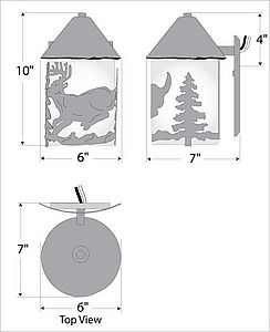 Cedarline Sconce - Mountain Deer Outdoor Wall Light Deer Metal Art