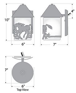 Cedarline Sconce - Mountain Horse Outdoor Wall Light Horse Metal Art