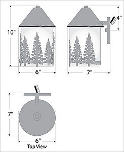 Cedarline Sconce - Cedar Tree Outdoor Wall Light Trees Metal Art