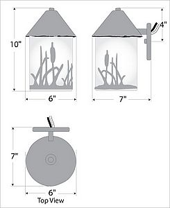 Cedarline Sconce - Cattails Outdoor Wall Light Cattails Metal Art