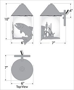 Cedarline Sconce - Trout Outdoor Wall Light Trout Metal Art