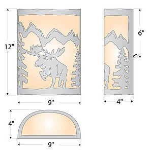 Cascade Sconce Large - Alaska Moose Wall Light Moose Metal Art