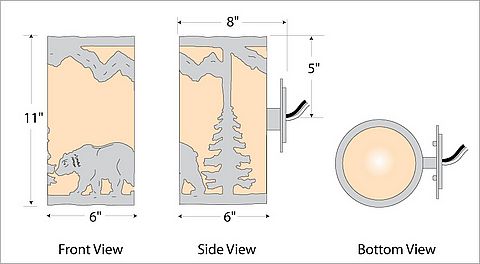 Kincaid Sconce - Mountain Bear Wall Light Bear Metal Art