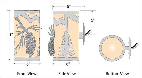 Kincaid Sconce - Spruce Cone Wall Light Pine Cone Metal Art