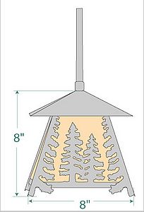 Smoky Mountain Pendant Small - Spruce Tree Pendant Light Trees Metal Art