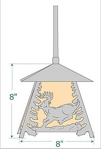 Smoky Mountain Pendant Small - Mountain Deer Pendant Light Deer Metal Art
