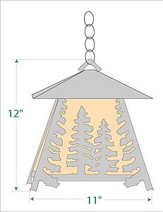 Smoky Mountain Pendant Large - Spruce Tree Pendant Light Trees Metal Art