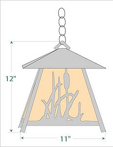 Smoky Mountain Pendant Large - Cattails Pendant Light Cattails Metal Art