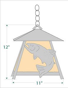 Smoky Mountain Pendant Large - Trout Pendant Light Trout Metal Art