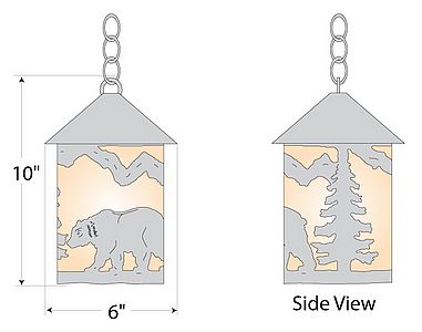 Cascade Pendant Small - Mountain Bear Pendant Light Bear Metal Art