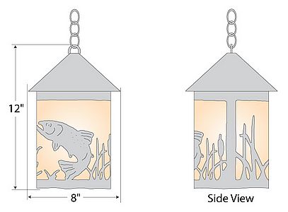 Cascade Pendant Medium - Trout Pendant Light Trout Metal Art