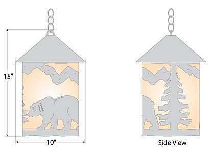 Cascade Pendant Large - Mountain Bear Pendant Light Bear Metal Art